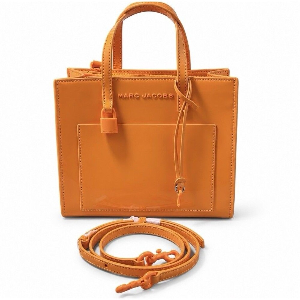 Marc Jacobs Mini Grind Scorched Orange Patent Leather Crossbody Tote Bag